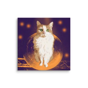 Zoe Cat Art Print on Canvas 2 – 14″ x 14″